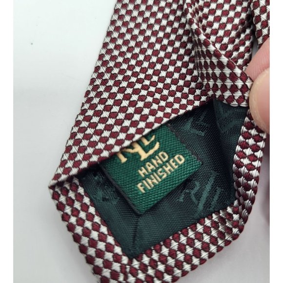 Vintage Lauren Ralph Lauren Red Print Tie Silk USA - Picture 2 of 9